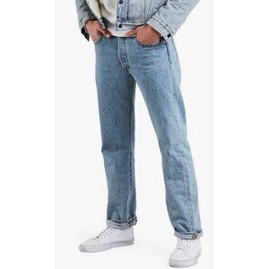 Levis 501 Classic Fit Jeans Mens 32x30 Light Wash Blue Button Fly Mid Rise Rigid